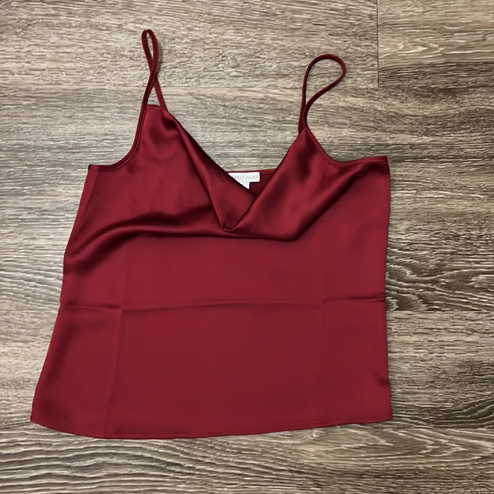 Wine satin cami cowl front